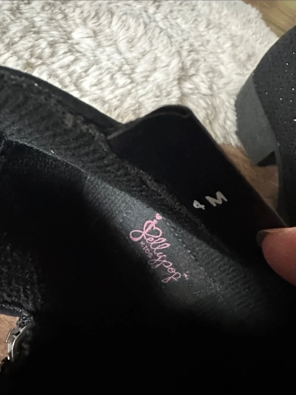 Jellypop Black Perforated Glittery Heel Ankle Booties with Side Zip